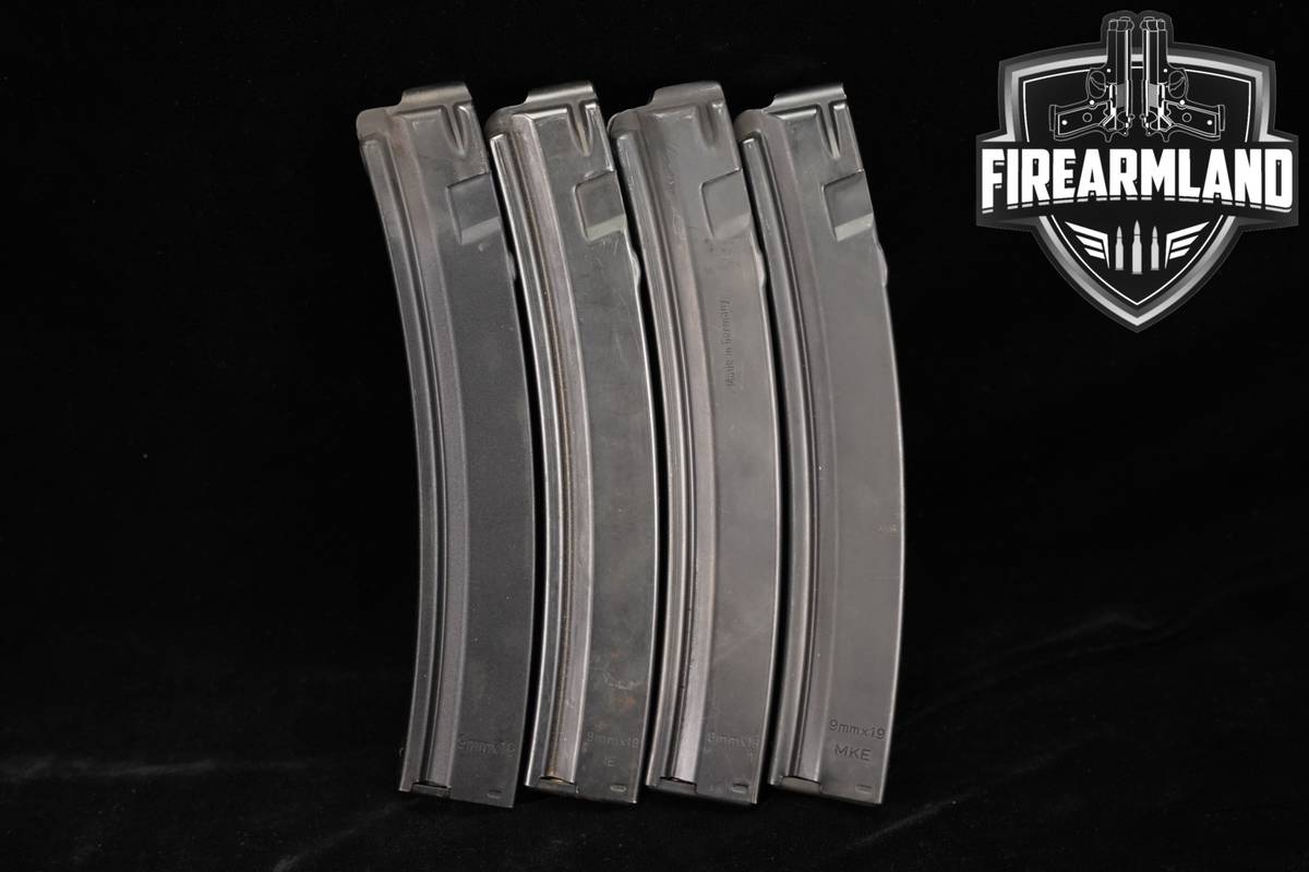 Heckler & Koch (H&K, FOUR (4) MP5 30 Round Magazines 9mm Luger MP-5 Mags