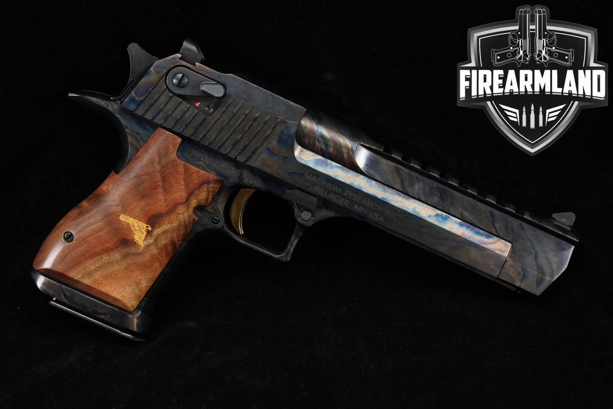 CASE HADENED Magnum Research Desert Eagle Mk XIX 50 AE 6" EXHIBITION WALNUT