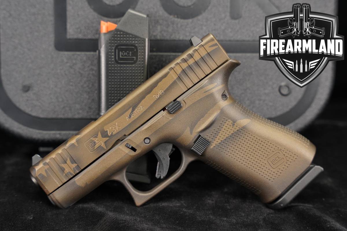 Glock 43X G43X Slimline 9mm 3.4" Bronze American Flag +2 MAGS & ORIG CASE
