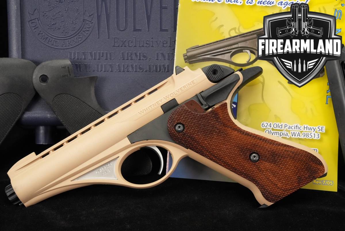 Olympic Arms Whitney Wolverine 22LR Desert Tan +2 MAGS, ORIG CASE, GRIPS