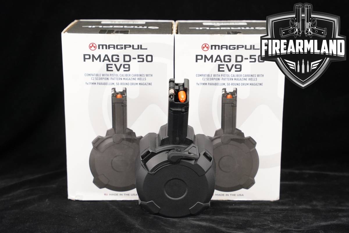 Magpul THREE (3) PMAG Scorpion D-50 Round Drum Magazines 9mm D50 Mags