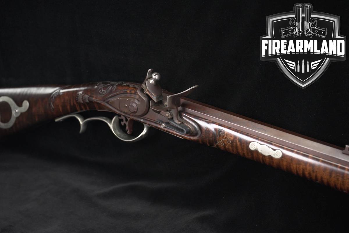 Custom American Longrifle 45 BPM 37.5" Browned & Curly Maple FLINTLOCK