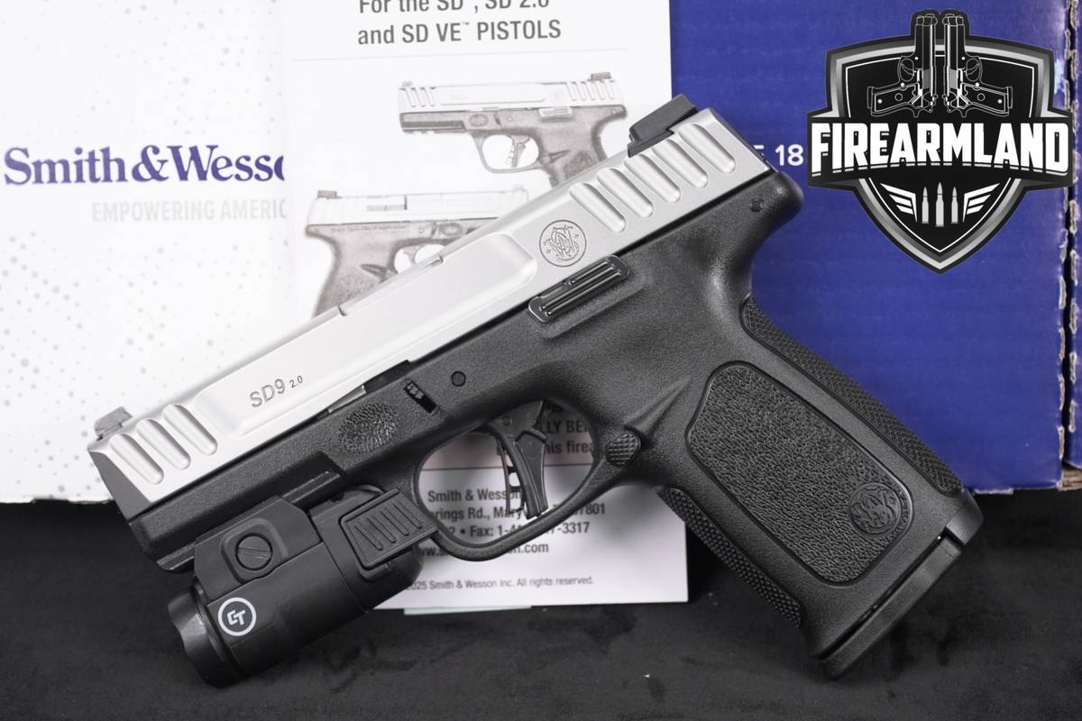 Smith & Wesson SD9 2.0 S&W Two-Tone 9mm 4" +ORIG BOX, CRIMSON TRACE LIGHT
