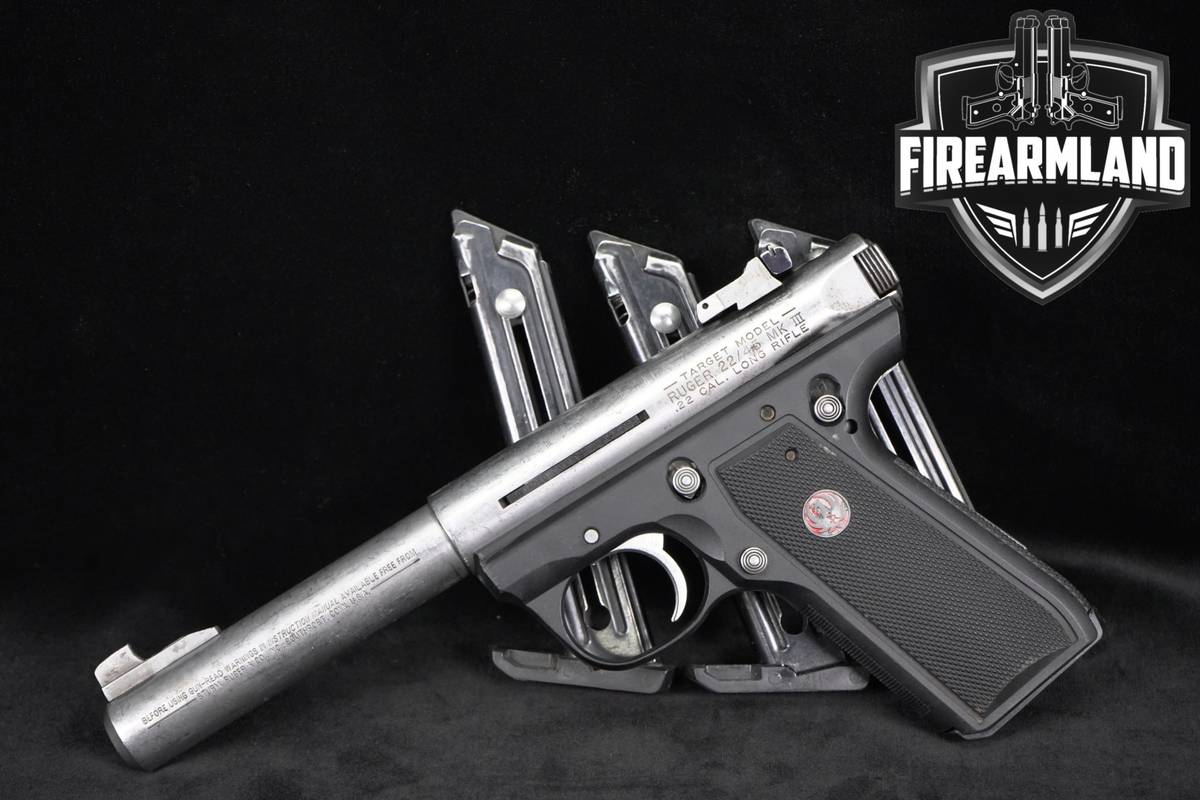 2005 Ruger 22/45 Mark III Target Model 22LR 5.5" Stainless & Black +4 MAGS