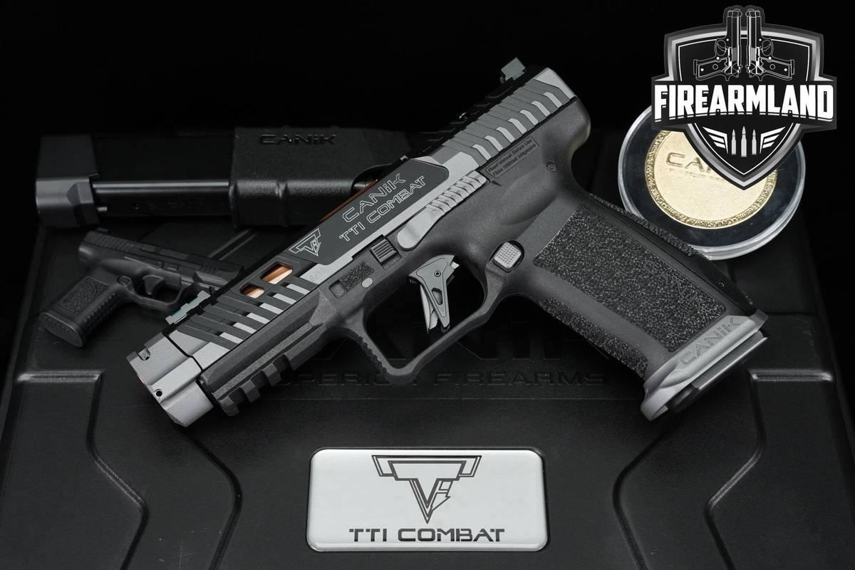 Canik TTI Combat Smoke 9mm 4.74" Gray +2 MAGS, ORIG CASE & HOLSTER