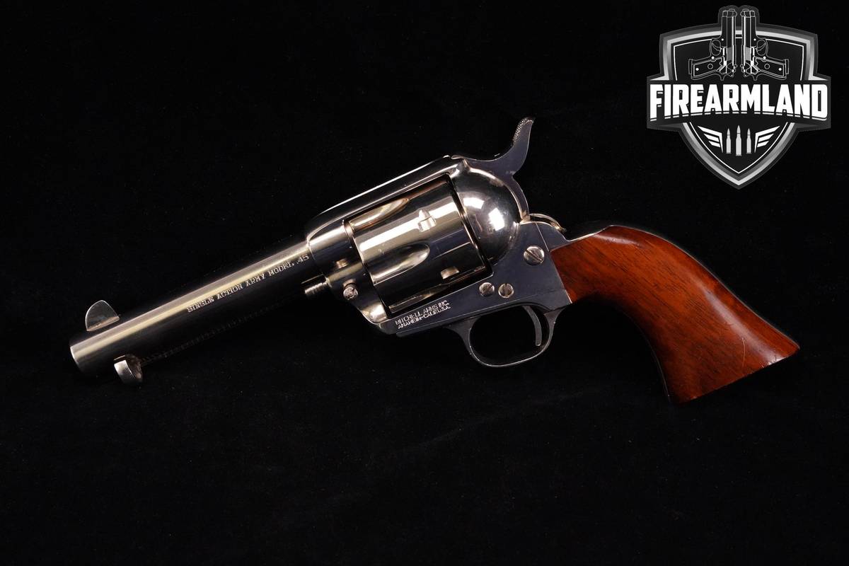 A Uberti Single Action Army Convertible Dual Cylinder 4.75" Nickel 45 LC