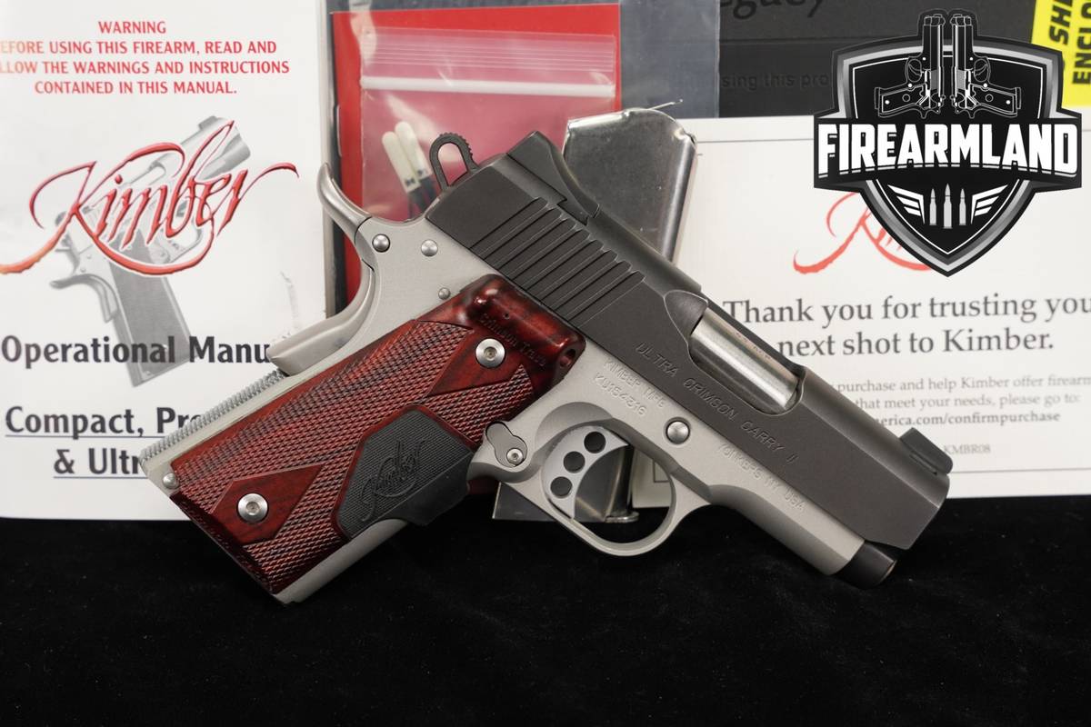 Kimber Ultra Crimson Carry II 45 ACP 1911 3 +2 MAGS, ORIG CASE, LASER GRIPS