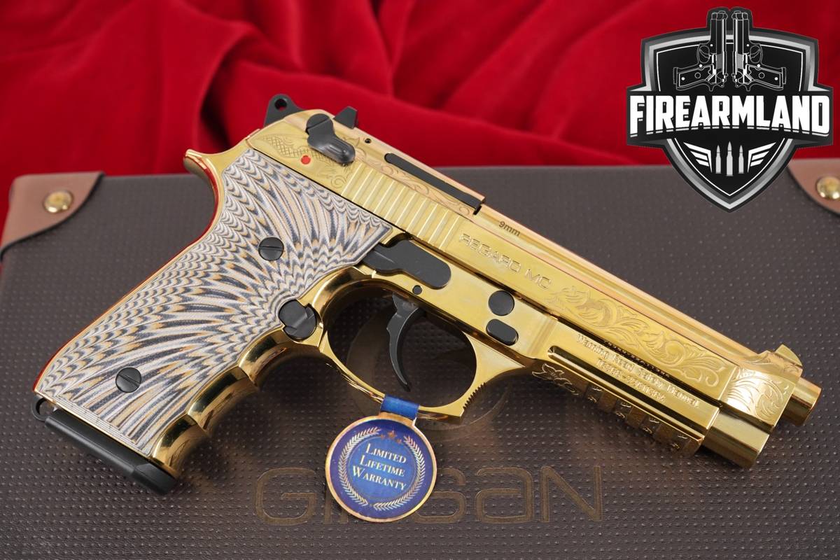 GOLDEN Girsan Regard MC Deluxe 9mm 4.9" FACTORY ENGRAVED +ORIG CASE