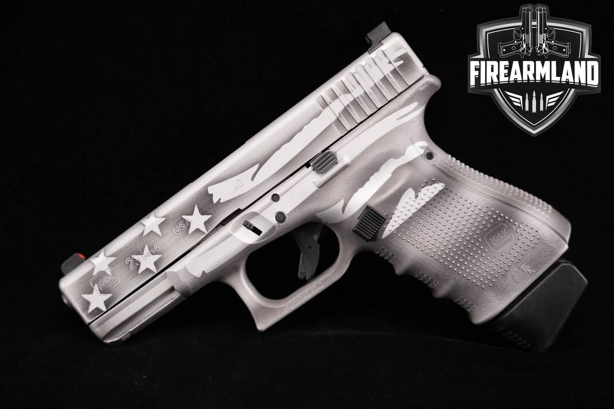 Glock 23 Gen4 40 S&W 4" American Flag Grayscale Cerakote Glock-23 G23 Gen-4