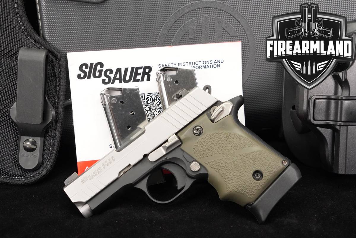 Sig Sauer P938 Two-Tone 9mm Stainless P 938 +3 MAGS, ORIG CASE, HOLSTER