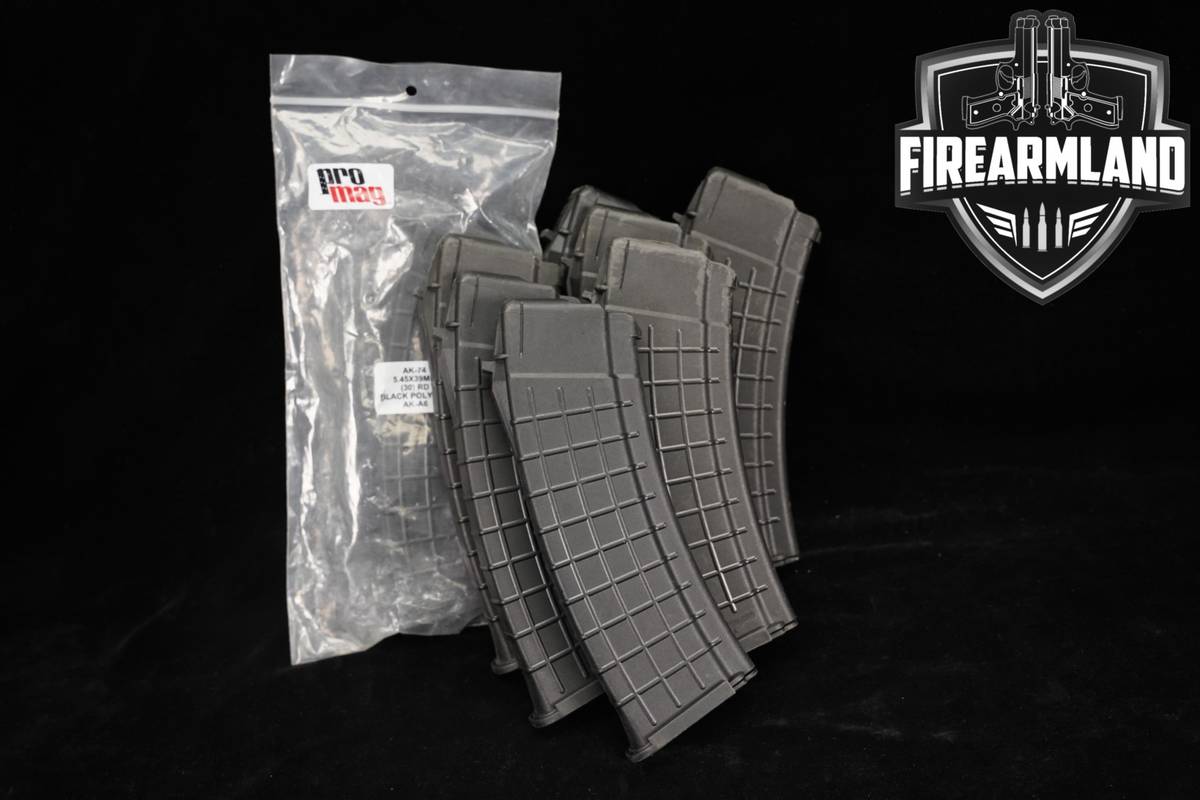 EIGHT (8) Promag AK-74 Black Polymer AK74 30 Round Magazines 5.45x39mm Mags