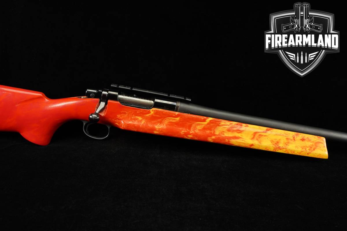 Remington Model Seven 22BR Remington 25" Blued & Marbled Red/Orange/Yellow