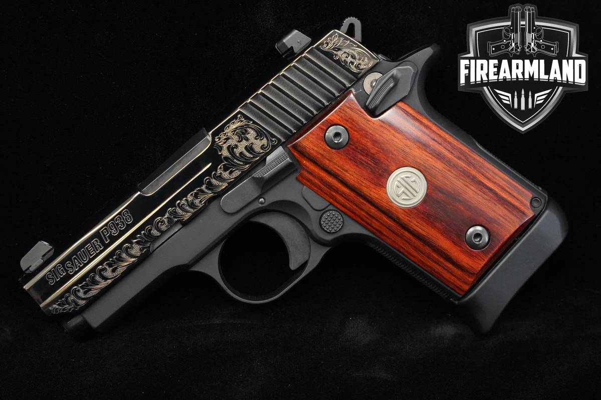 Sig Sauer P938 ENGRAVED Rosewood 9mm 1911 3.0" P938 1911 Sig-Sauer ORIG BOX