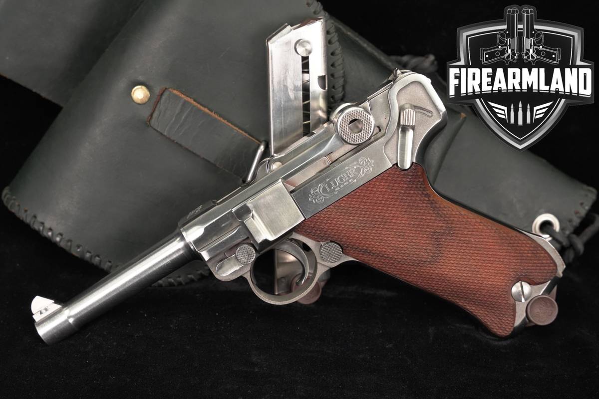 AIMCO Inc Luger American Eagle 9mm 4" Bright Stainless +2 MAGS & HOLSTER