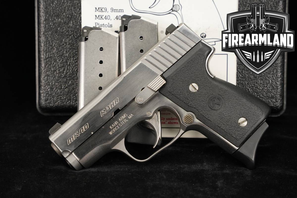 Kahr Arms MK40 Elite 98 40 S&W Polished Stainless MK +3 MAGS & ORIG CASE