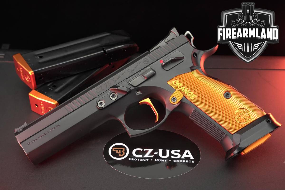 CZ 75 TACTICAL SPORTS Orange 9-mm 5.23" Blued Pistol +3 MAGS & ORIG CASE