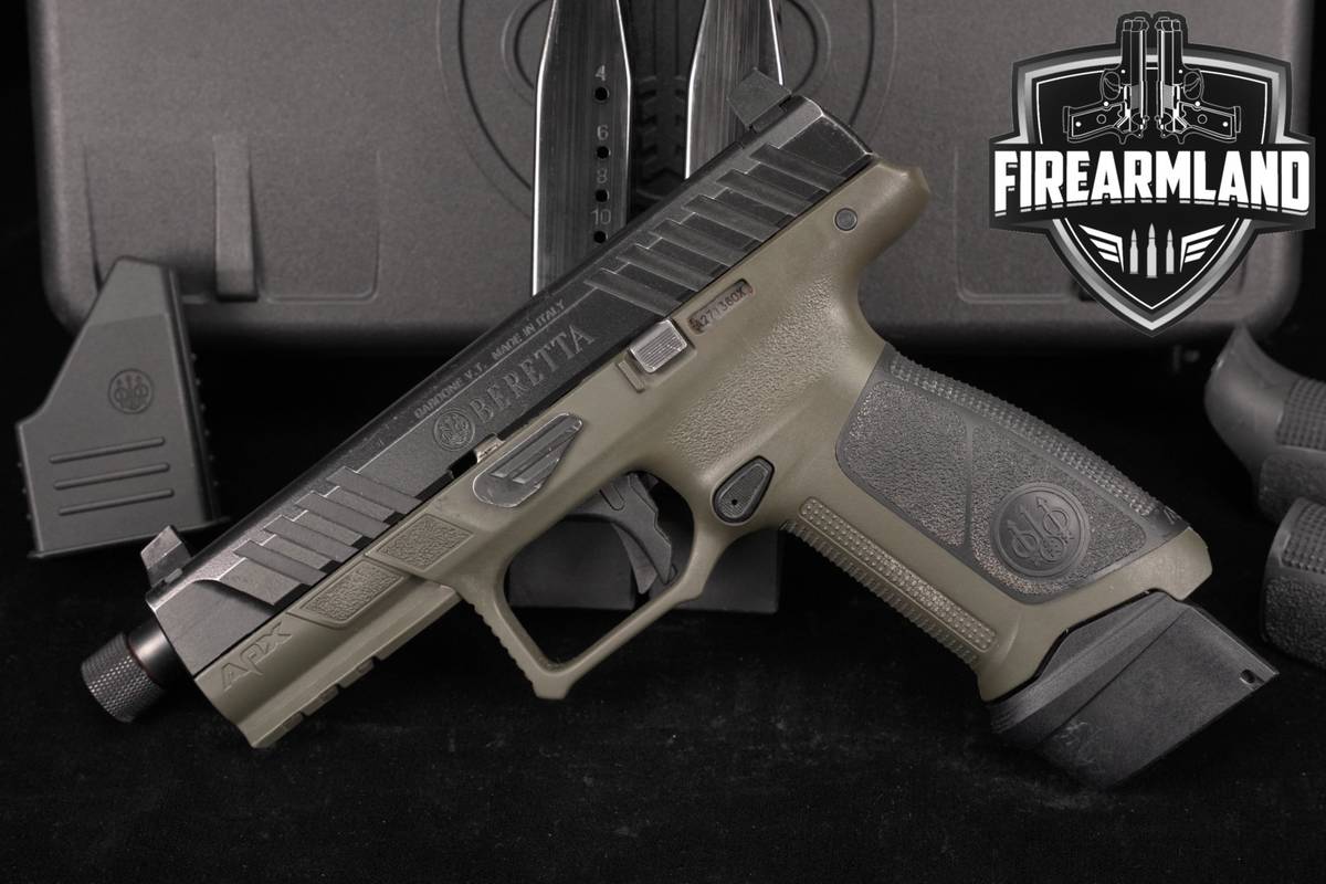 Beretta APX A1 Tactical 9mm 4.92 OD Green +3 MAGS, ORIG CASE