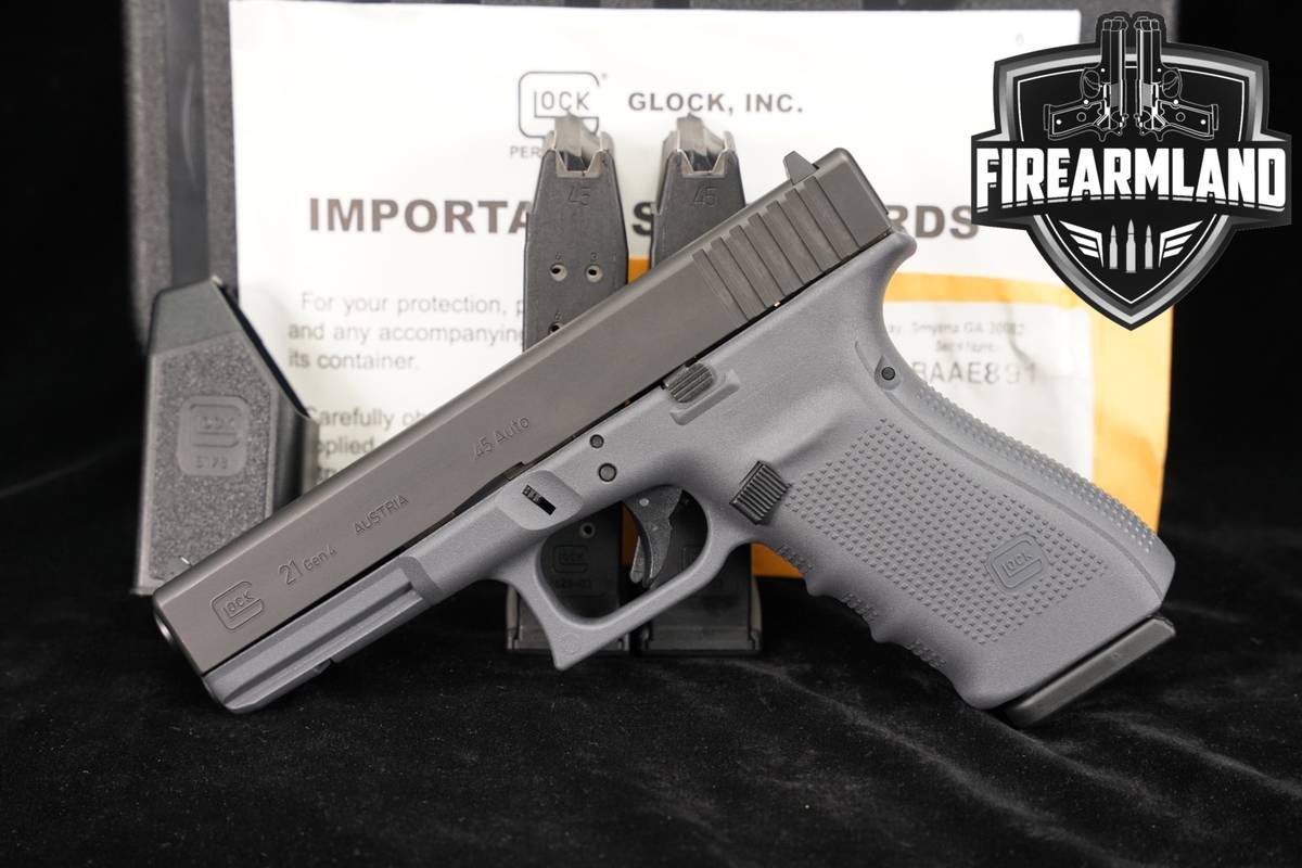Glock 21 Gen4 G21 Gen 4 Gray Frame 45 ACP 4.61 +3 MAGS, ORIG CASE