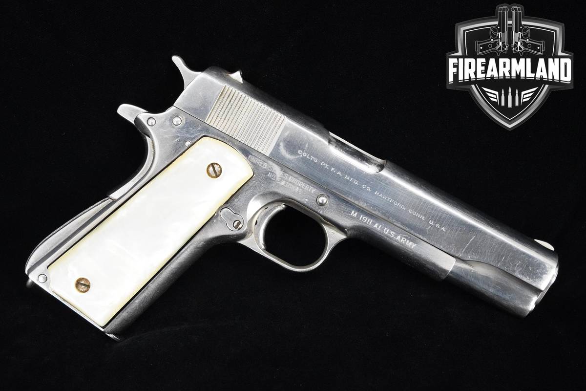 1944 WWII Colt M1911A1 U.S. Army Nickel Plated 45 ACP 1911 5" Colt-M1911A1