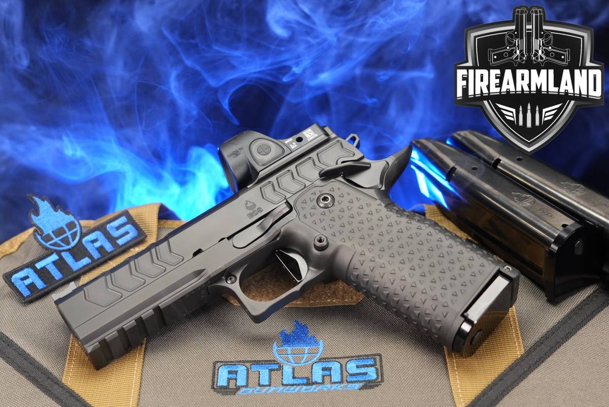 Atlas Gunworks EOS 9mm 4.25" 1911 2011 +3 MAGS, ORIG CASE, TRIJICON OPTICS