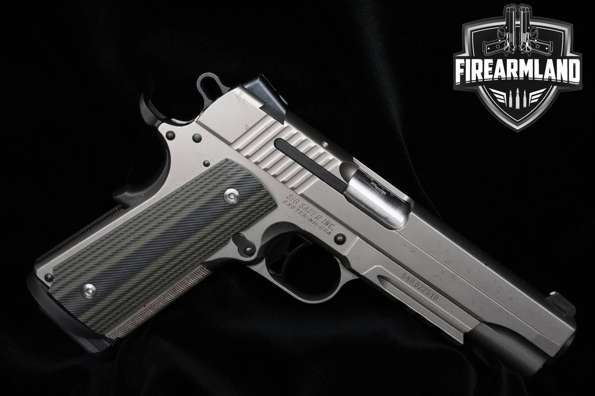 Sig Sauer 1911 Nickel 45 ACP Satin Nickel 1911 Sig 2 Sauer MAGS & ORIG CASE