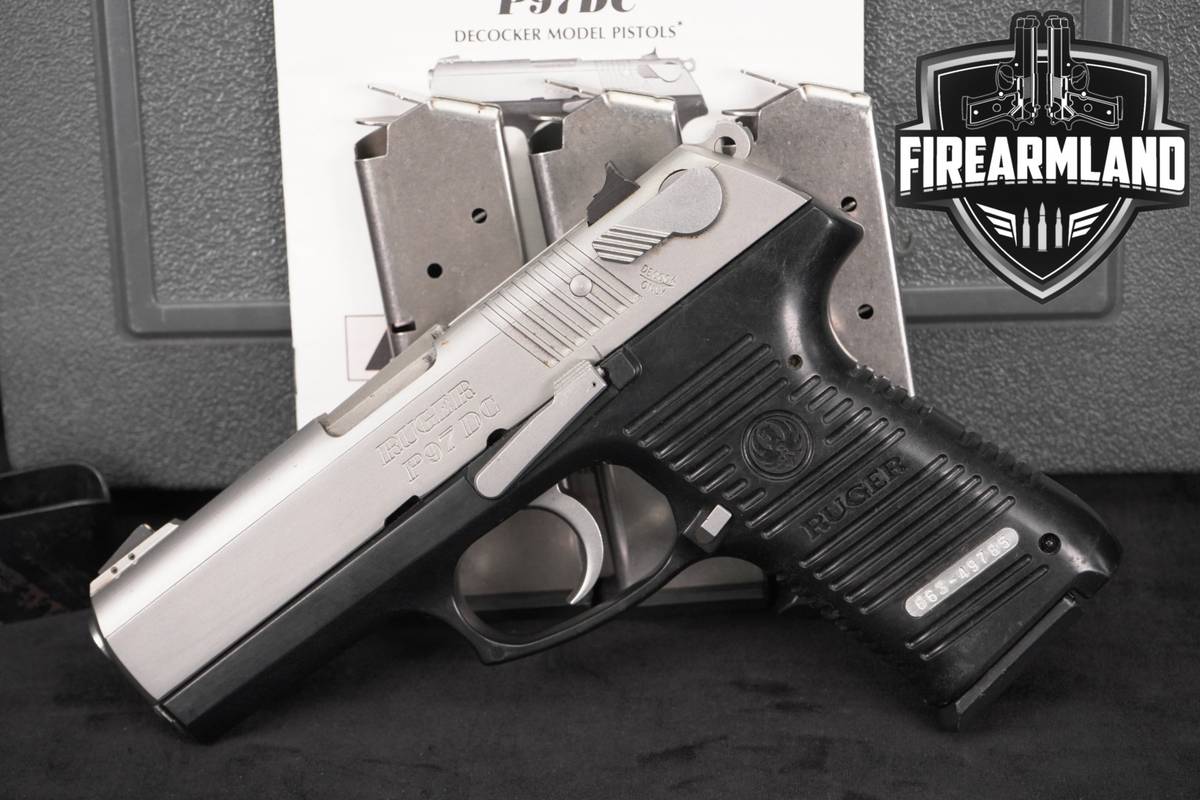 2002 Ruger P97DC 45 ACP 4.25" Two-Tone Stainless P97-DC +4 MAGS & ORIG CASE