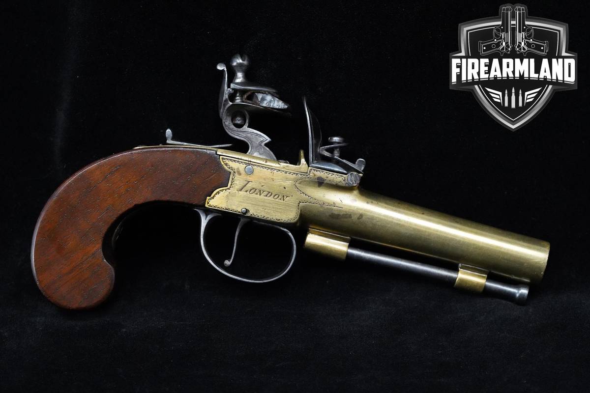RARE 1700s Thomas of London Boxlock Flintlock Boot Pistol 50 BPM 3.5" Brass