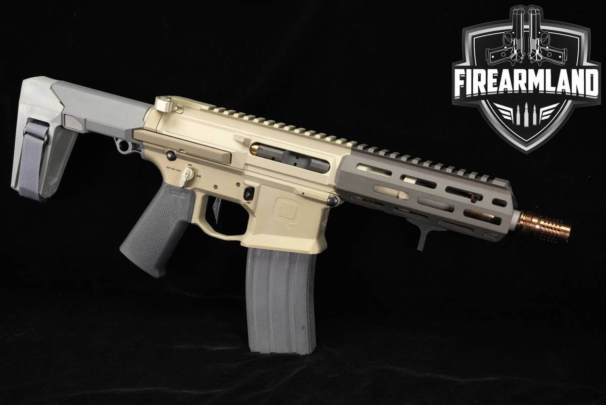 Q Honey Badger Pistol 300 Blackout AR-15 AR15 7" Tan & Gray PDW BRACE