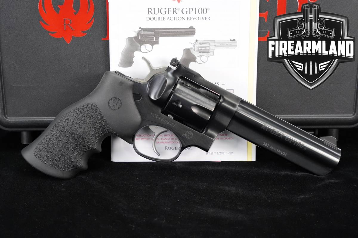 Ruger GP100 357 Magnum 5" Blued GP 100 3-LOCK FLUTED CYLINDER +ORIG CASE