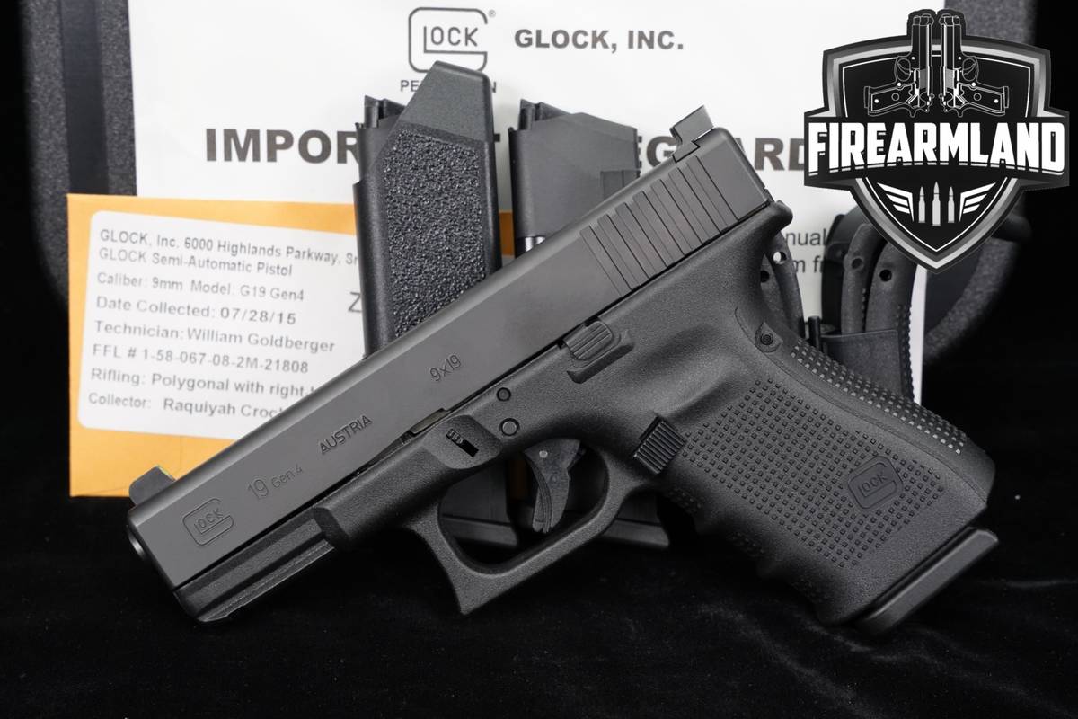 Glock 19 Gen4 G19 Gen 4 9mm 4.02 +3 MAGS, OG CASE & NIGHT SIGHTS