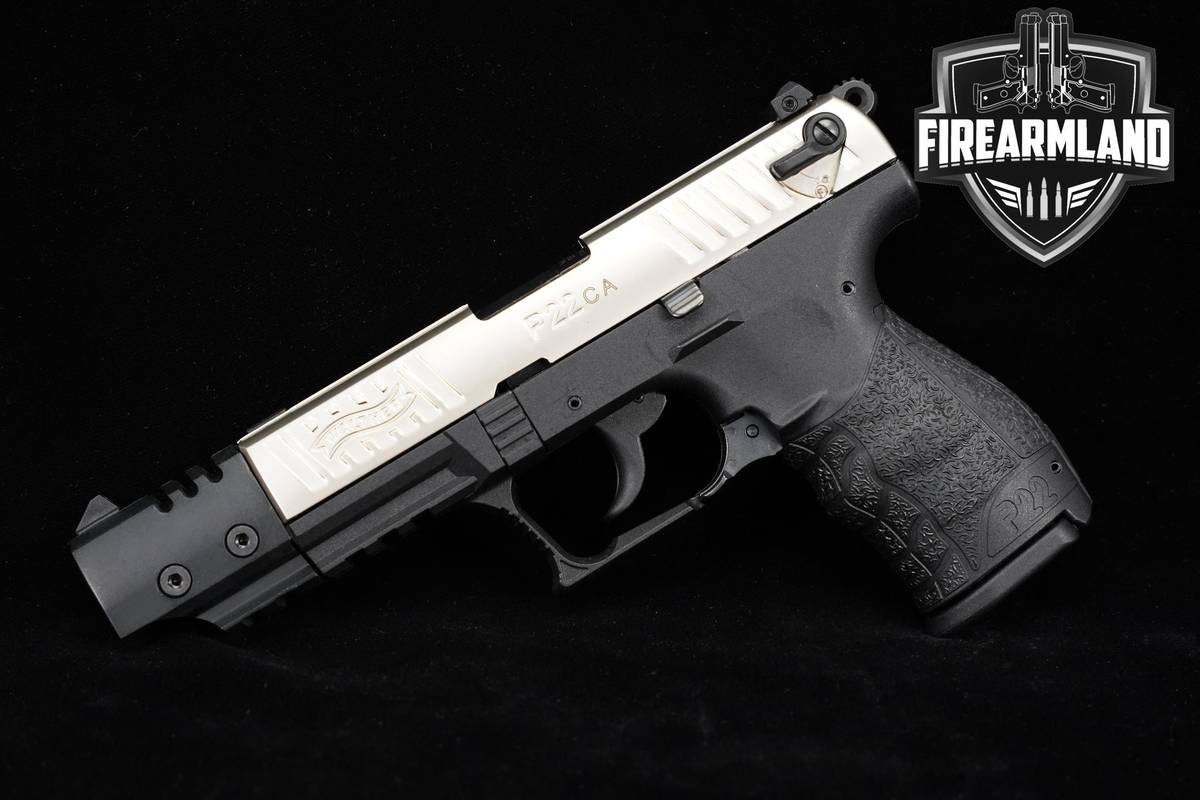 Walther P22 CA Target 22-LR 5" Two-Tone Nickel & Black +2 MAGS & ORIG CASE