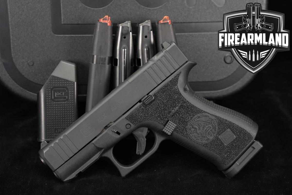 Glock 43X MOS 9mm 3.41 G43X G43 X CUSTOM STIPPLING +5 MAGS & ORIG CASE