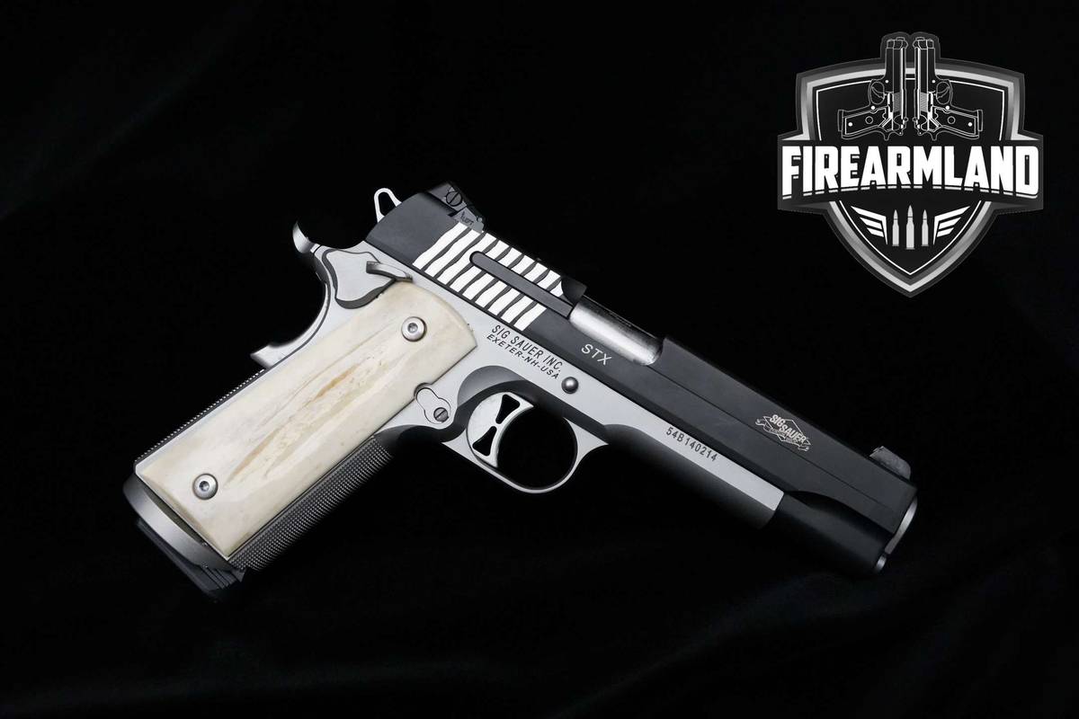 ORIG CASE Sig Sauer 1911 STX 45 ACP Sig-Sauer 1911 ELK HORN GRIPS DA/SA