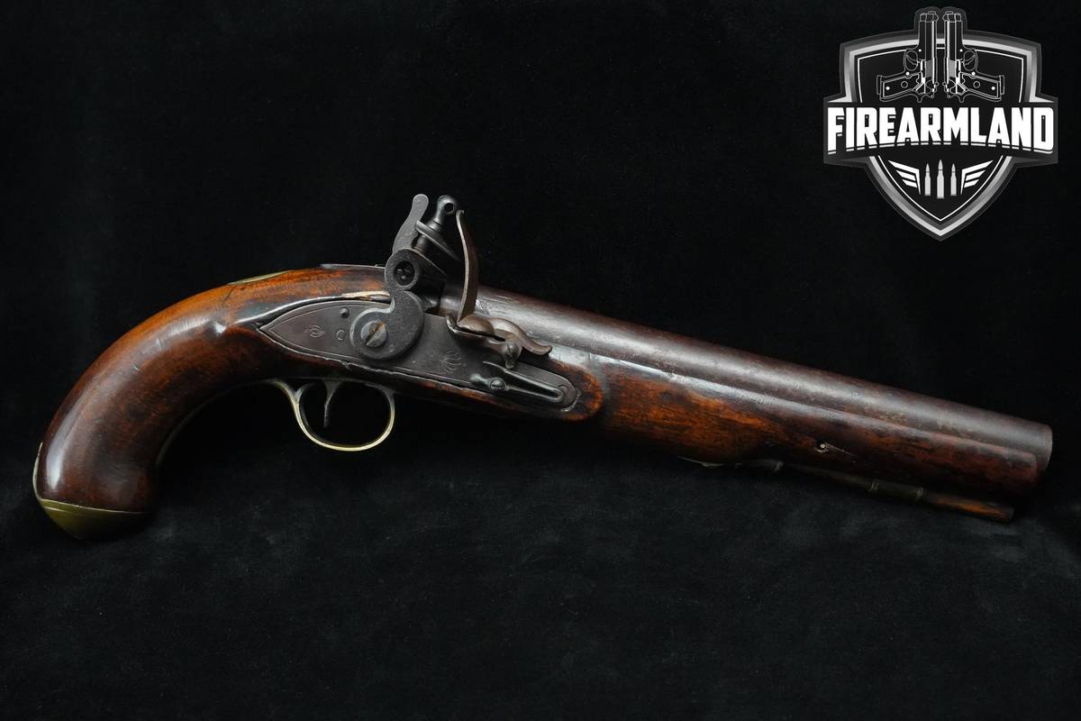 Unique Replica Sidelock Flintlock Pistol .68 BPM 9" Browned Black Powder