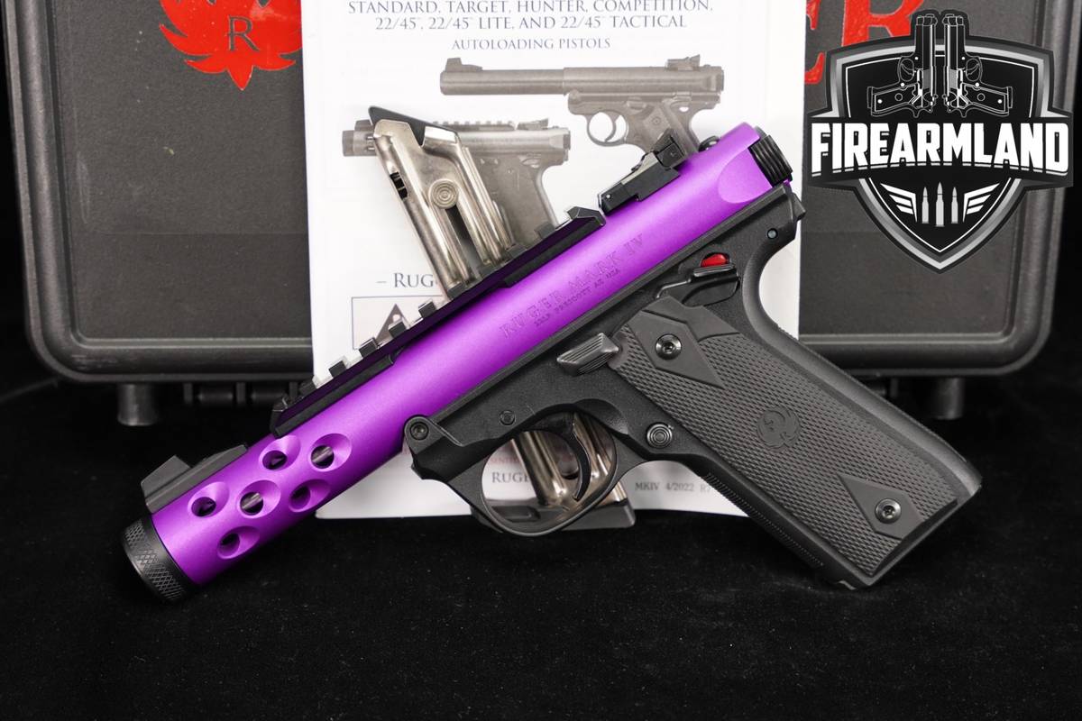LIKE-NEW Ruger Mark IV 22/45 Lite 22LR 4.4" Purple Anodized MK 4 +2 MAGS
