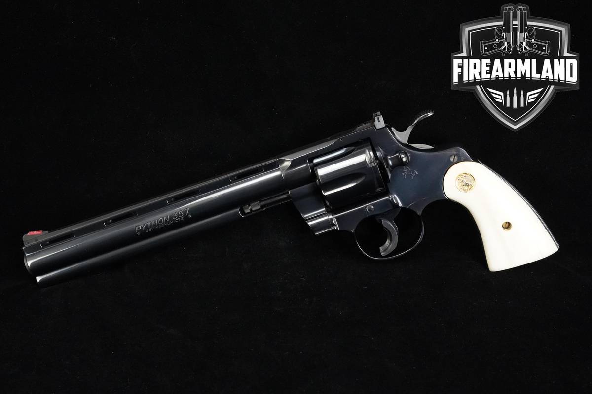 IVORY-GRIPS 1976 Colt Python 357-Magnum 8" Royal Blue Colt-Python RARE