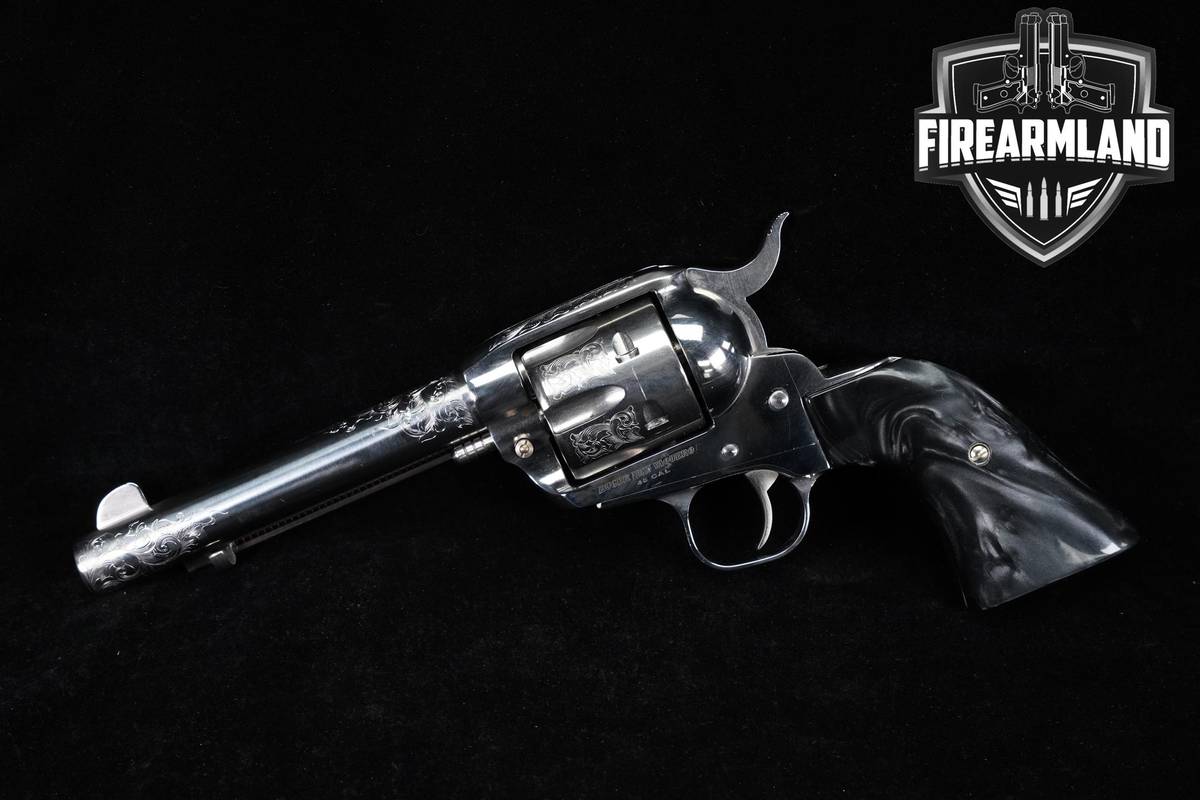 ENGRAVED Ruger New Vaquero 45 Colt 5.5" Stainless Revolver +ORIG CASE