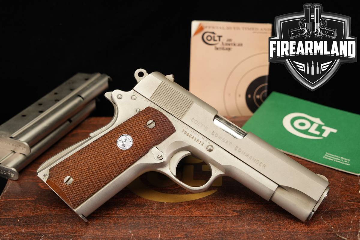 1975 Colt Combat Commander Pre-Series 80 1911 4.25" Satin Nickel +ORIG BOX