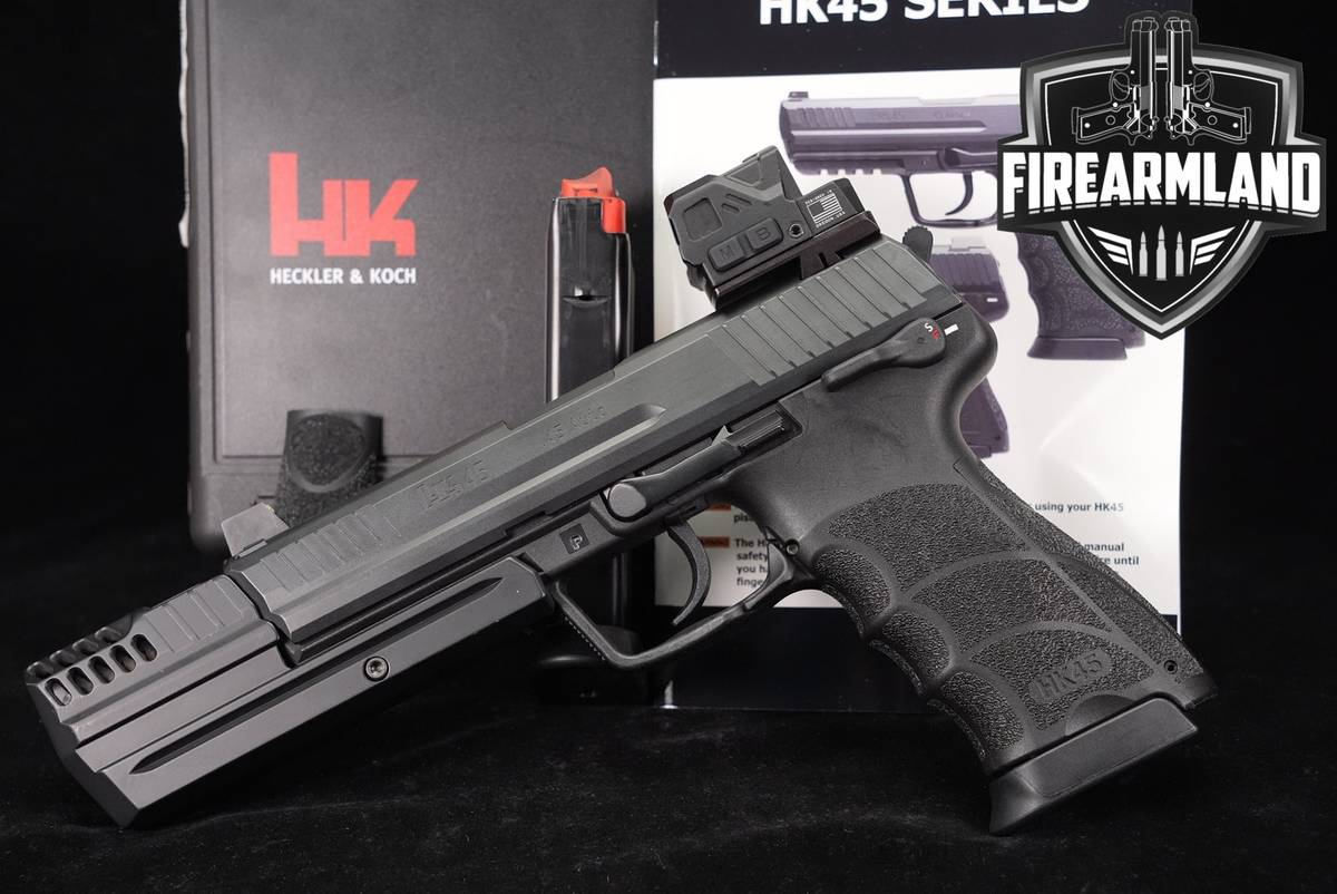 Heckler & Koch HK45 Tactical V1 H&K COMP 45 ACP +2 MAGS, BOX, HELIOS OPTICS