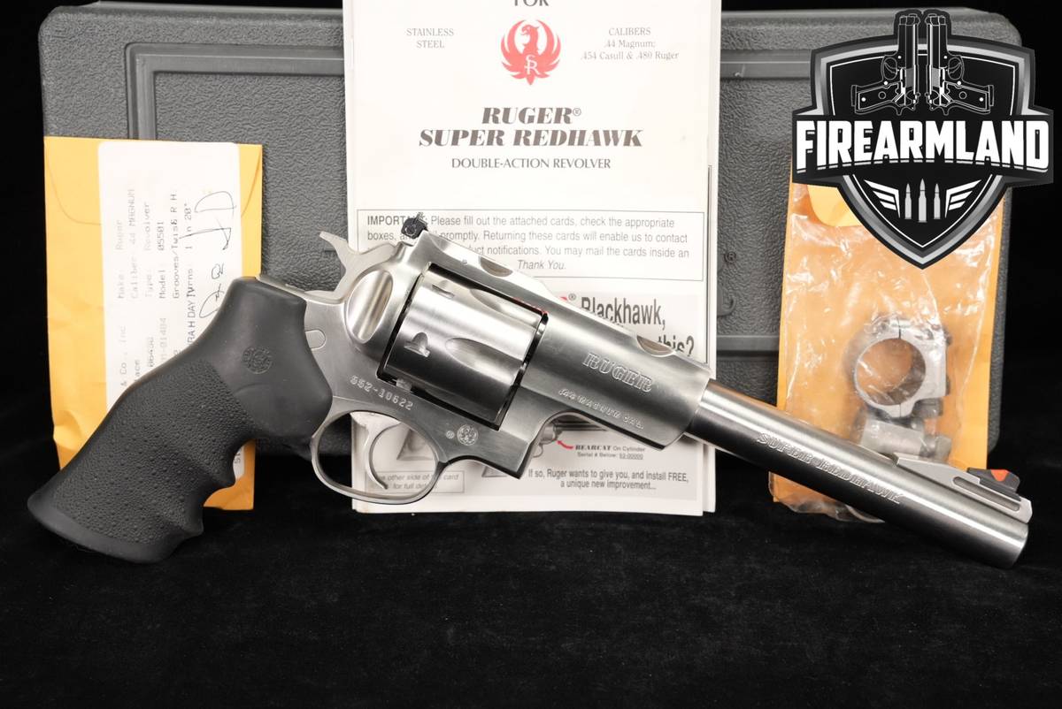 2001 Ruger Super Redhawk 44 Rem Mag 7.5" Satin Stainless +ORIG CASE