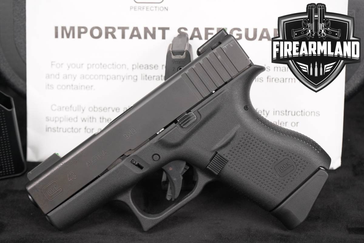 Glock 43 Slimline G43 9mm 3.41" +2 MAGS & ORIG CASE