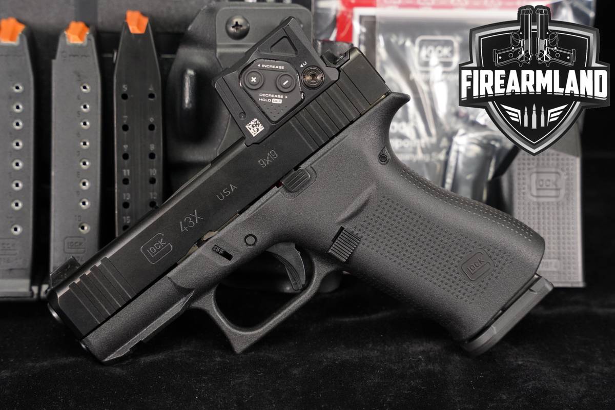 Glock 43X G43X 9mm 3.41 +4 MAGS, ORIG CASE, AIMPOINT OPTICS & HOLSTER
