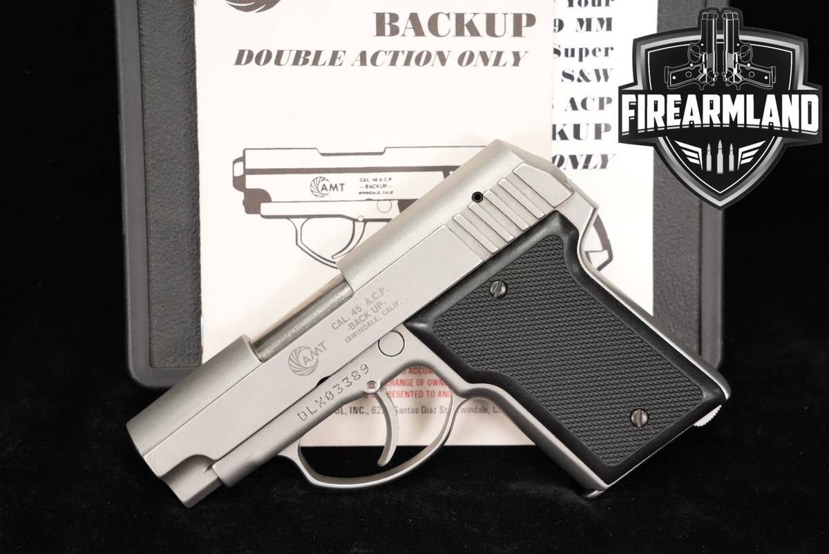 AMT Backup DOUBLE ACTION ONLY 45 ACP 3" Stainless +ORIG CASE