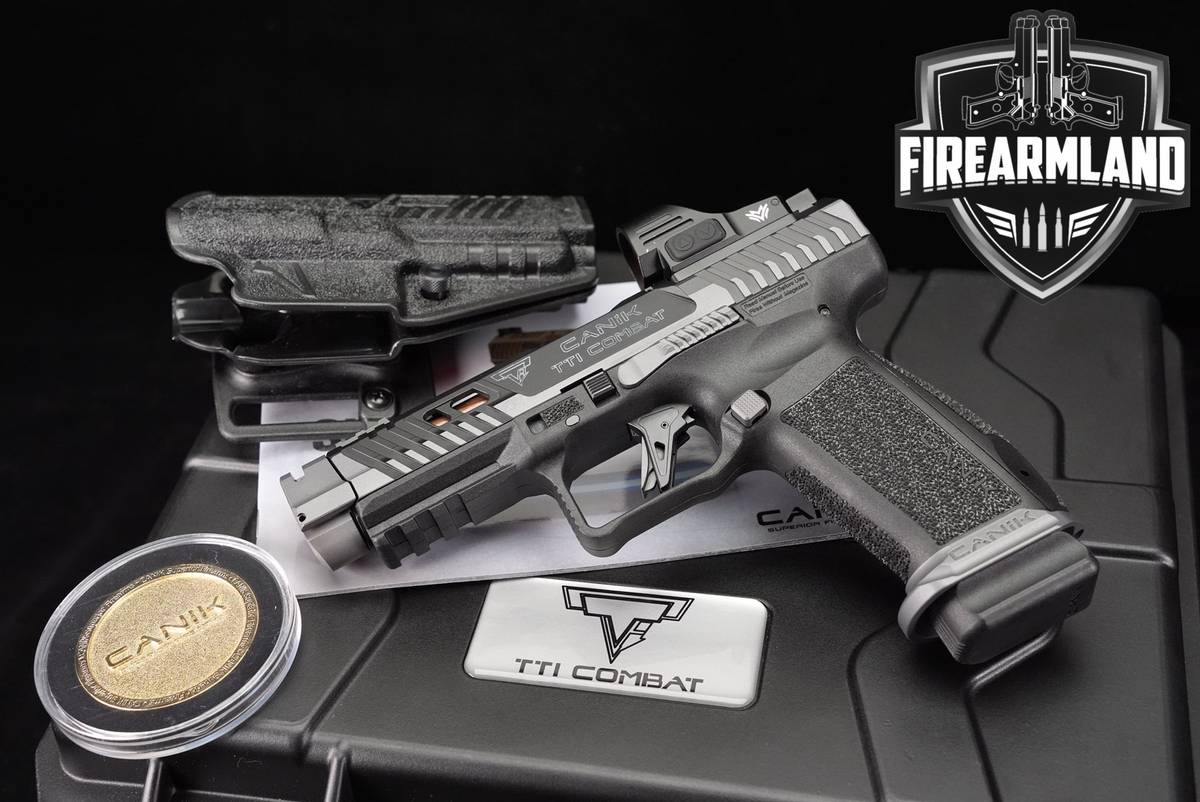 Canik TTI Combat Smoke 9mm COMP 4.6" +ORIG BOX, HOLSTER, VINTCON OPTICS