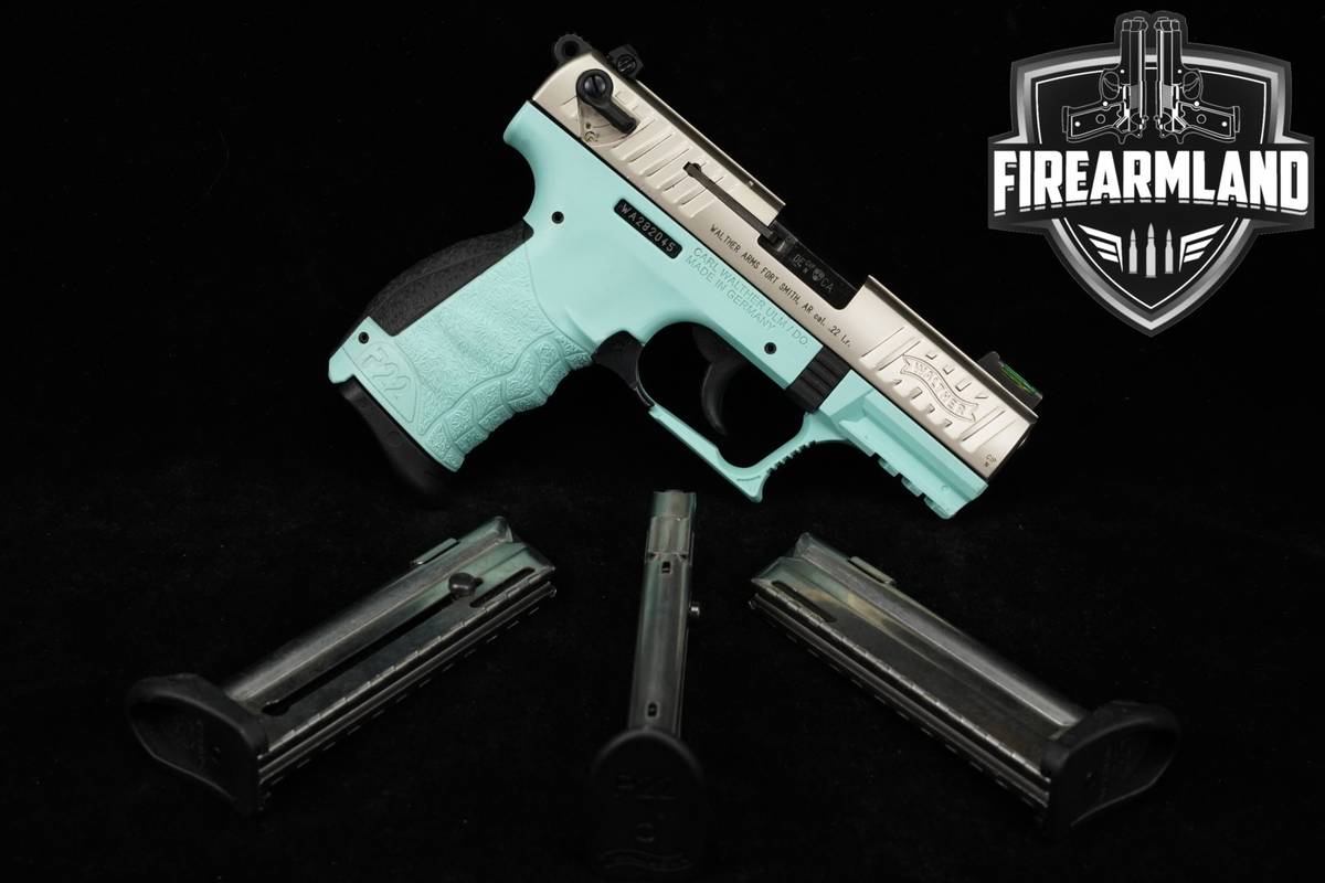 Walther P22 CA 22LR 3.42" Two-Tone Nickel Angel-Blue P-22 +4 MAGS