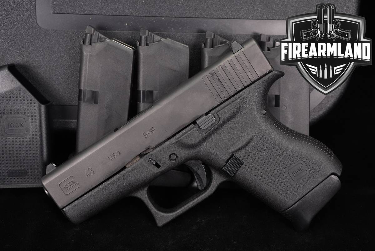 Glock 43 G43 Slimline 9mm 3.41" +5 MAGS & ORIG CASE