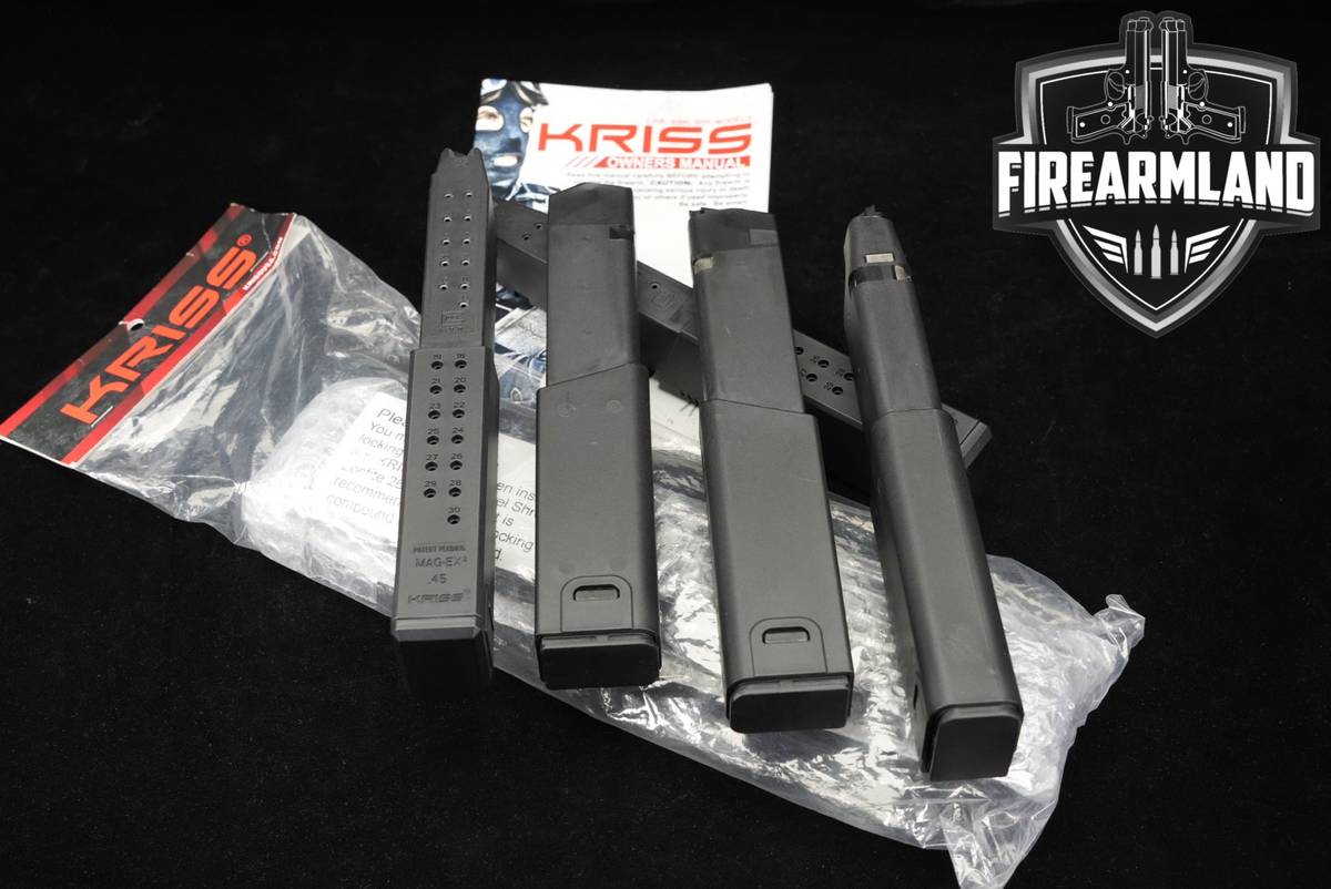 FIVE (5) KRISS Vector Glock 21 30 Rd Extended Magazines .45 ACP Mags