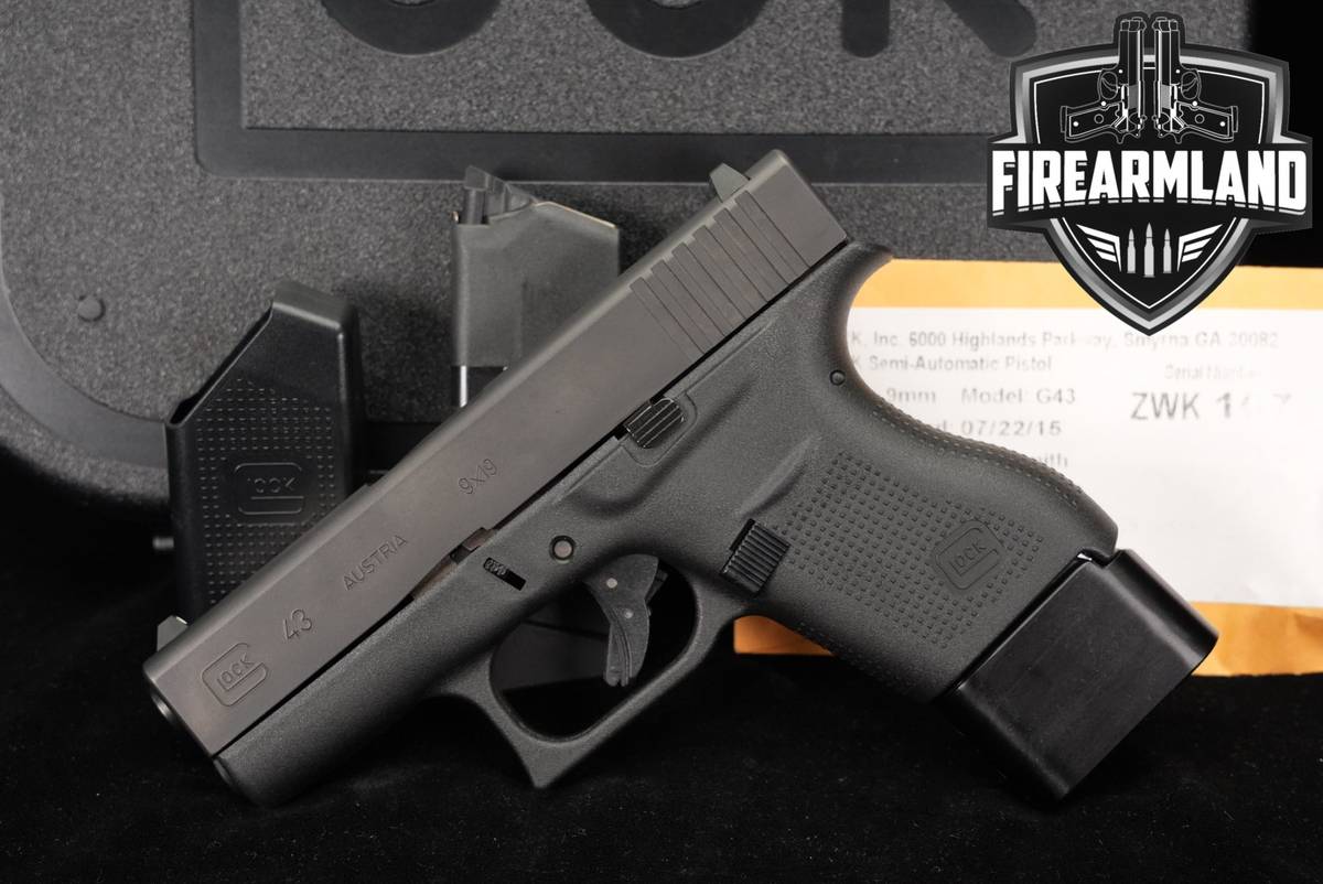 Glock 43 G43 Slimline 9mm 3.41" +2 MAGS & ORIG CASE