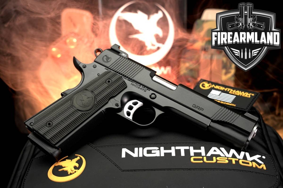 Nighthawk Custom GRP 45 ACP 1911 TRIJICON SIGHT +2 MAGS, ORIG CASE, HOLSTER