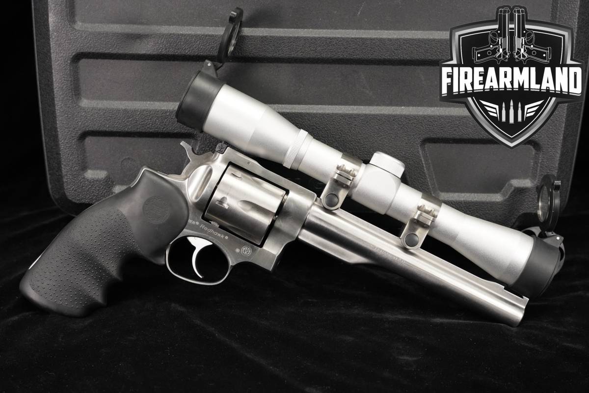 1987 Ruger Redhawk 44 Rem Mag 7.5" Satin Stainless +ORIG CASE, NCSTAR SCOPE